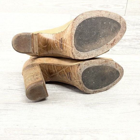 Vintage Steve Madden Women’s Heel Tan Leather Booties Front Zip Euro 37 US 6.5 - Picture 8 of 10